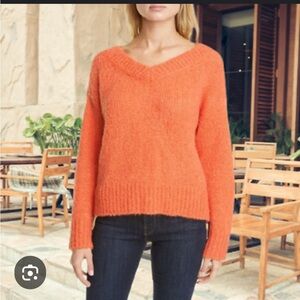 Club Monaco Orange V-Neck Italian Yarn Sweater